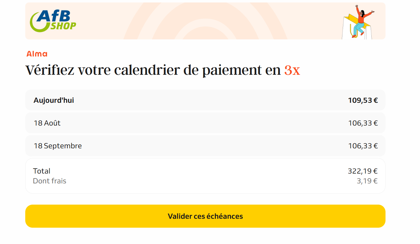 Paiement Alma en 3 fois 